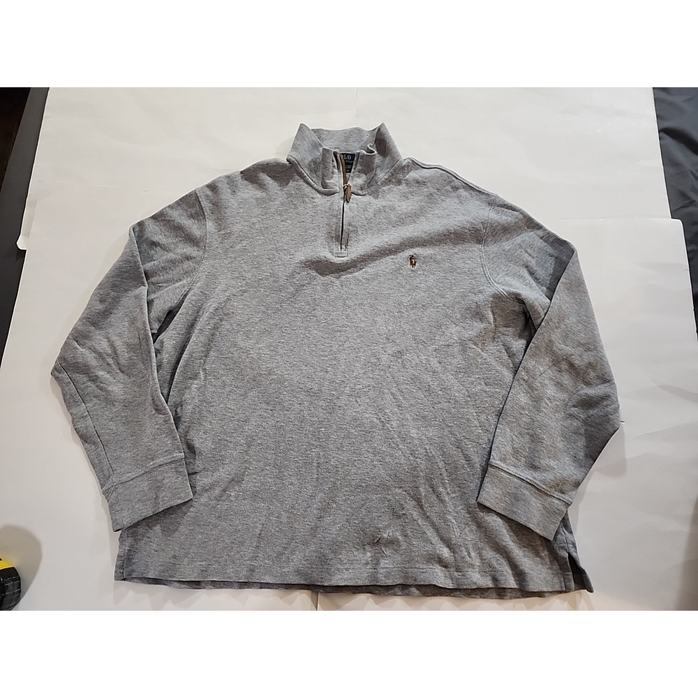 Polo Ralph Lauren Pullover Casual 1/4 Zip Sweater Estate Rib Mens Size XL‎ Gray